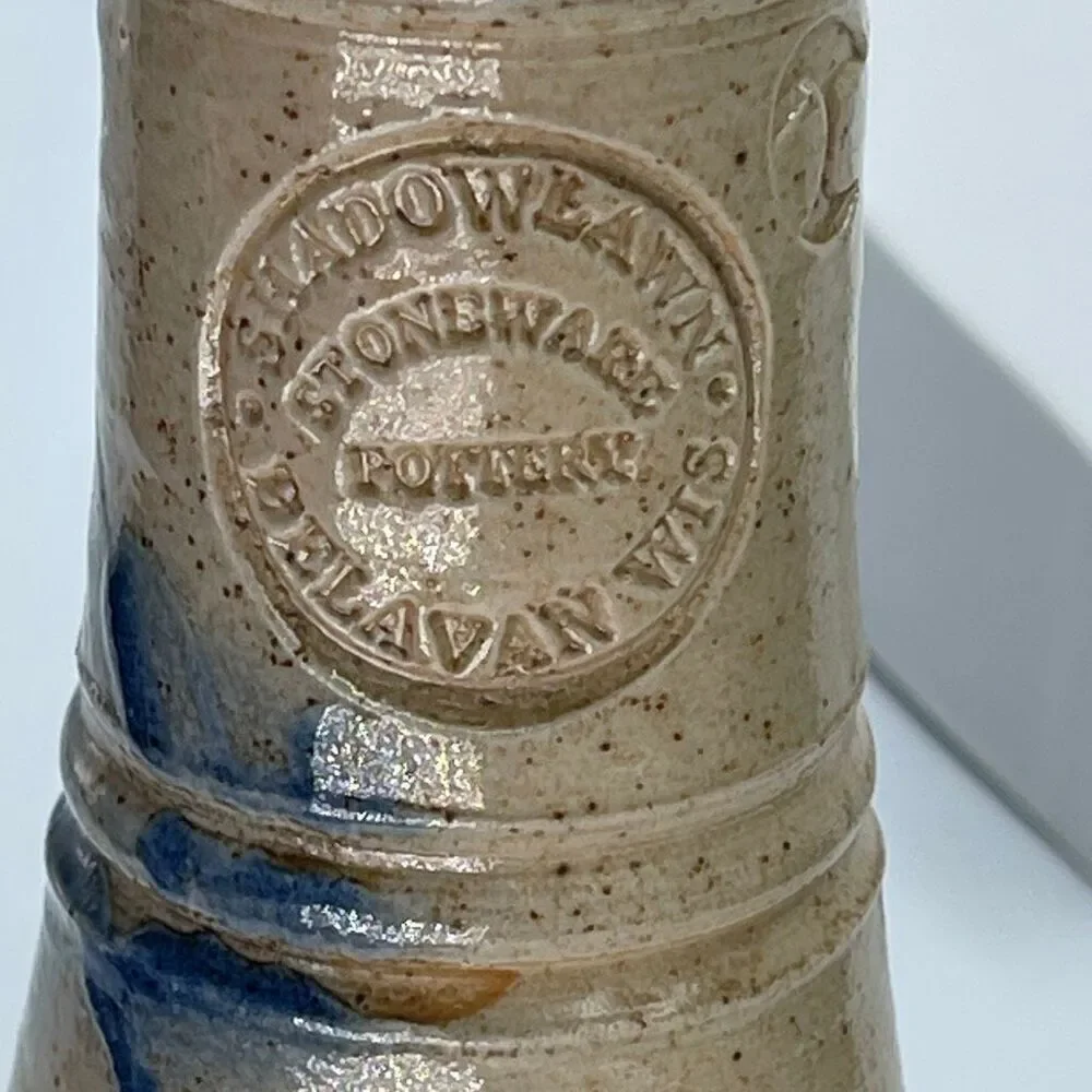 Vintage Shadow Lawn salt glazed pottery Delavan Wis. Bud vase candle stick holde